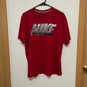 Nike Dri-Fit Red T-Shirt with White and Black Logo (Large) Some wear on logo